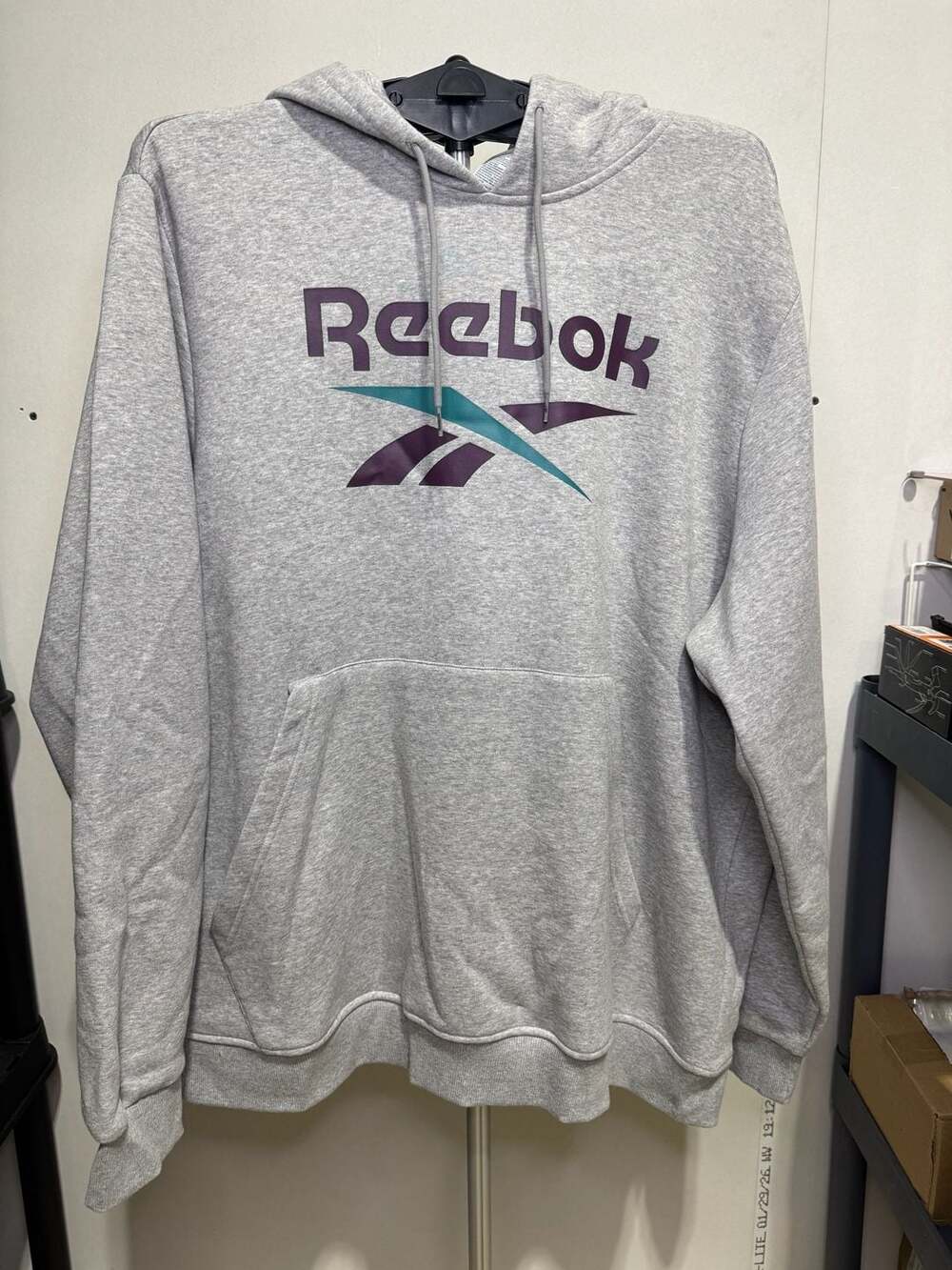 Reebok Identity Big Logo Fleece Hoodie Size 2XL Grey
